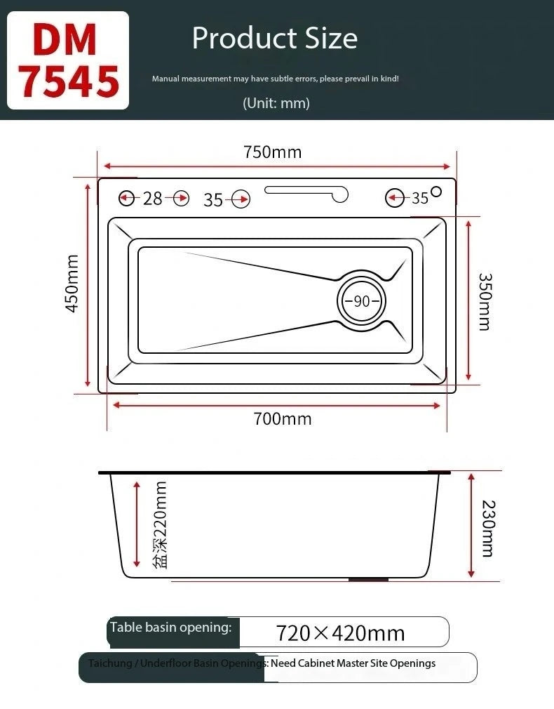 0mm Double Waterfall Sink Embossed Stainless Steel Sink