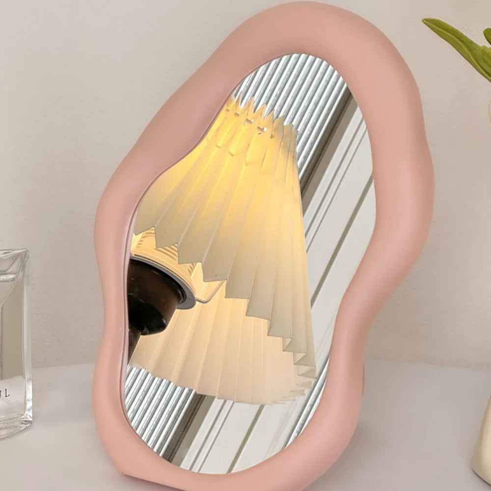 1pc Cream Style Makeup Mirror Decorative Irregular Simple