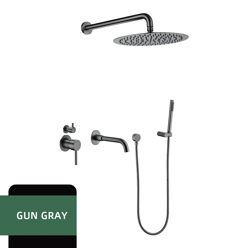 Brushed Gold Bathroom Faucet Shower System 3-Function Shower
