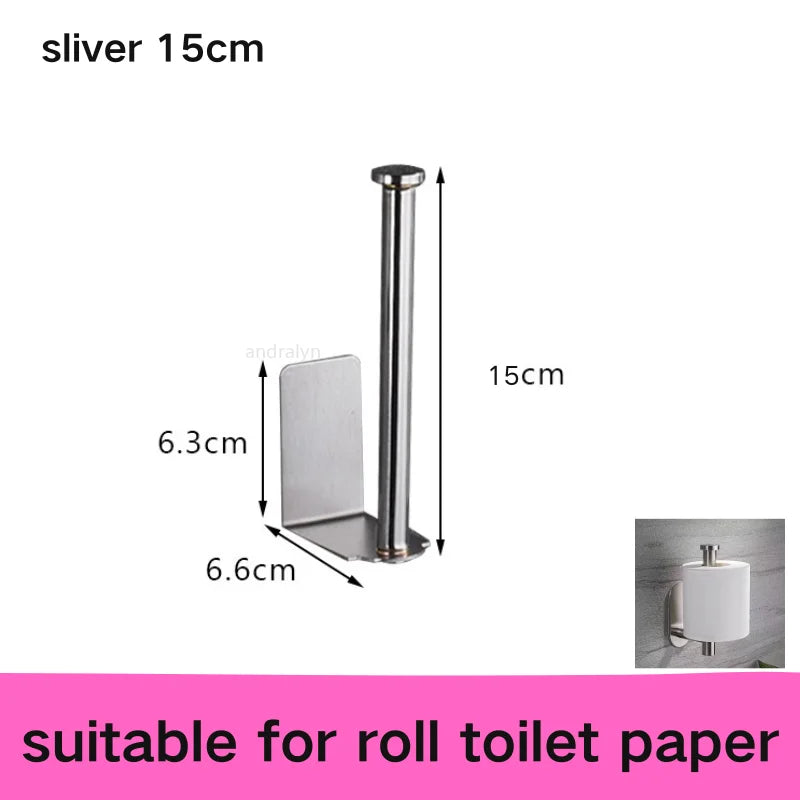 Adhesive Toilet Paper Holder Wall Mount Bathroom Silver