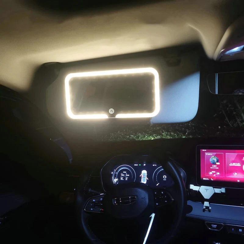Seametal Car Led Makeup Mirror 3-Color Brightness Dimmable