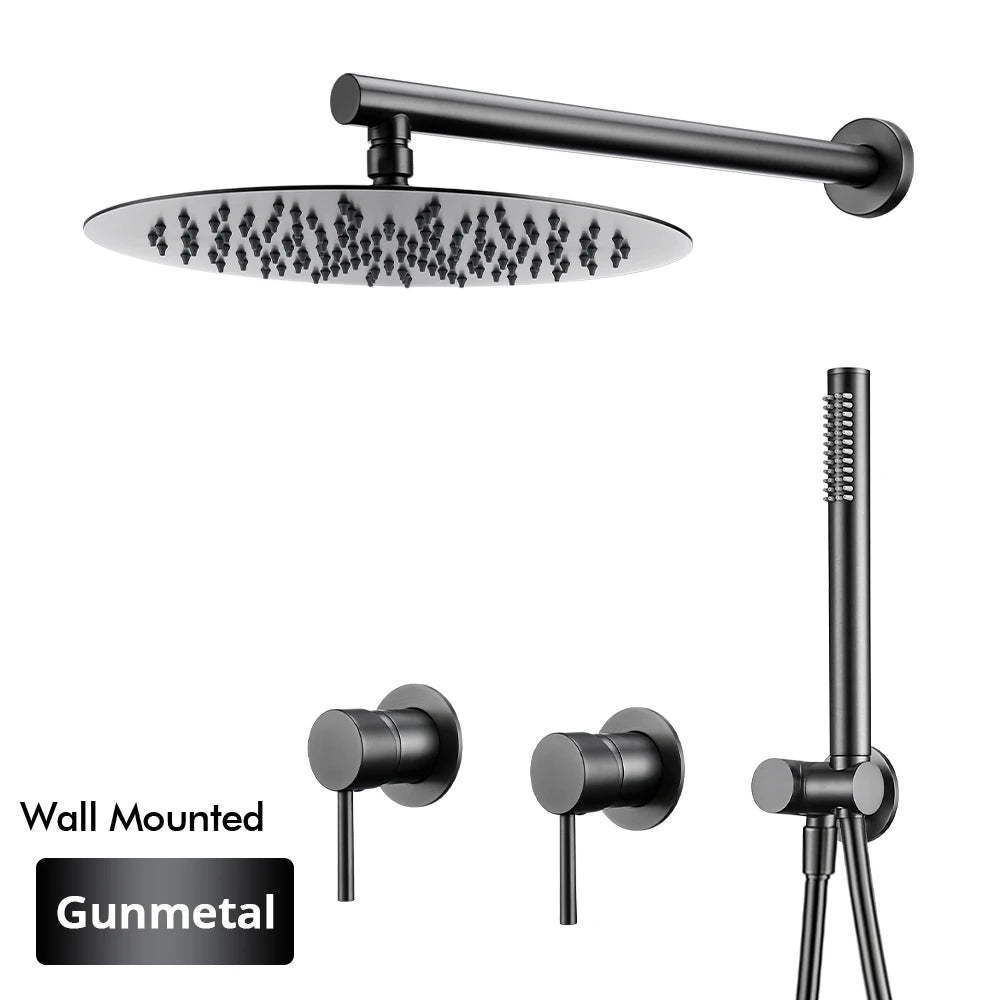 Rainfall Shower Rose Gold Wall Mounted Bathroom Shower