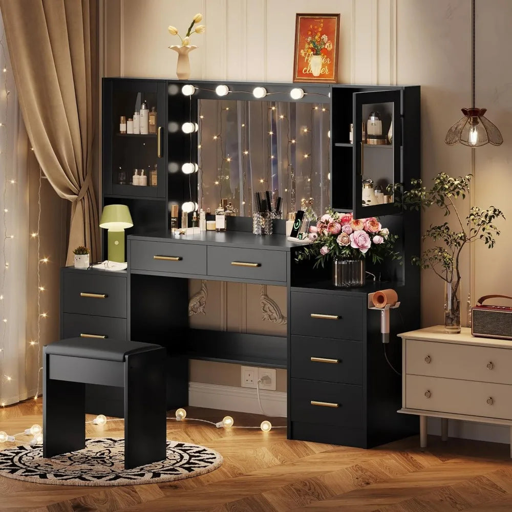 Vanity Desk Mirror Lights Charging Station 58 3in