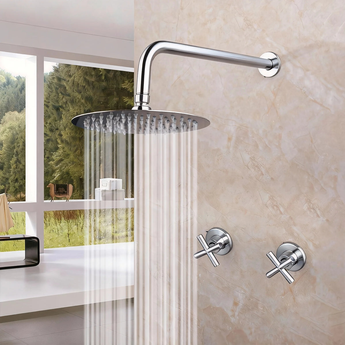 Jieni Inch Brushed Gold Rainfall Shower Faucet Sets