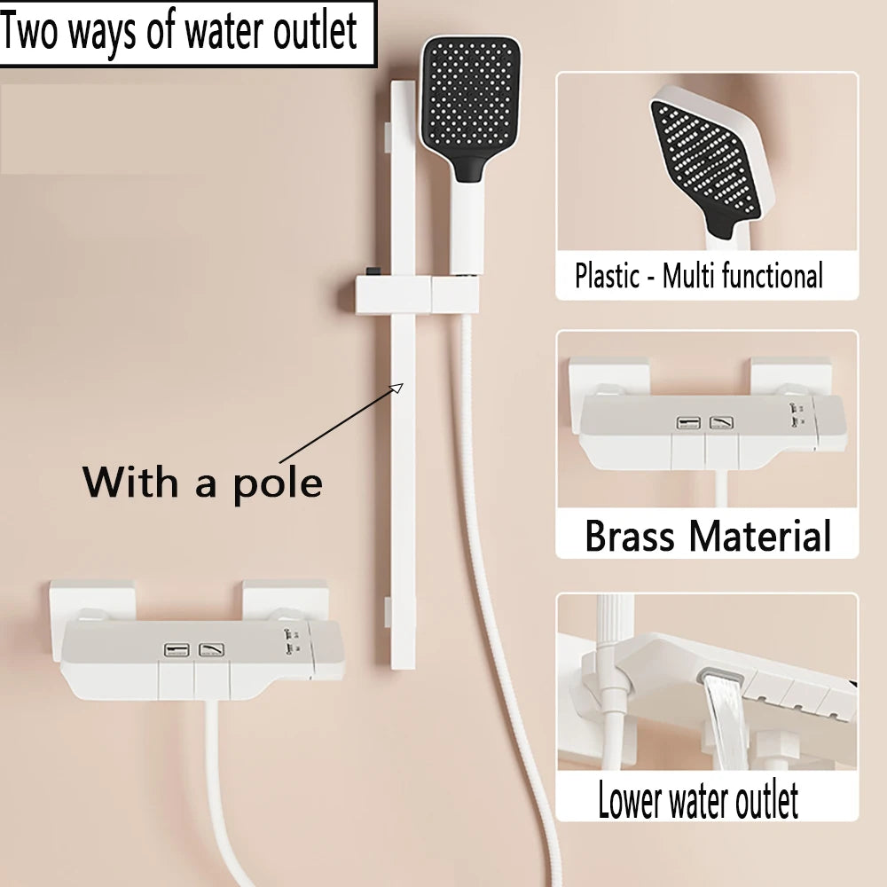 Wall Mounted Bathtub Faucet Multi-Functional Brass Body Height