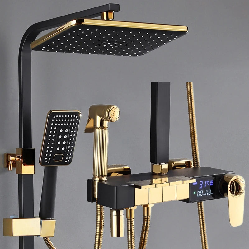 Piano Digital Display Thermostatic Bathroom Shower Cold Brass