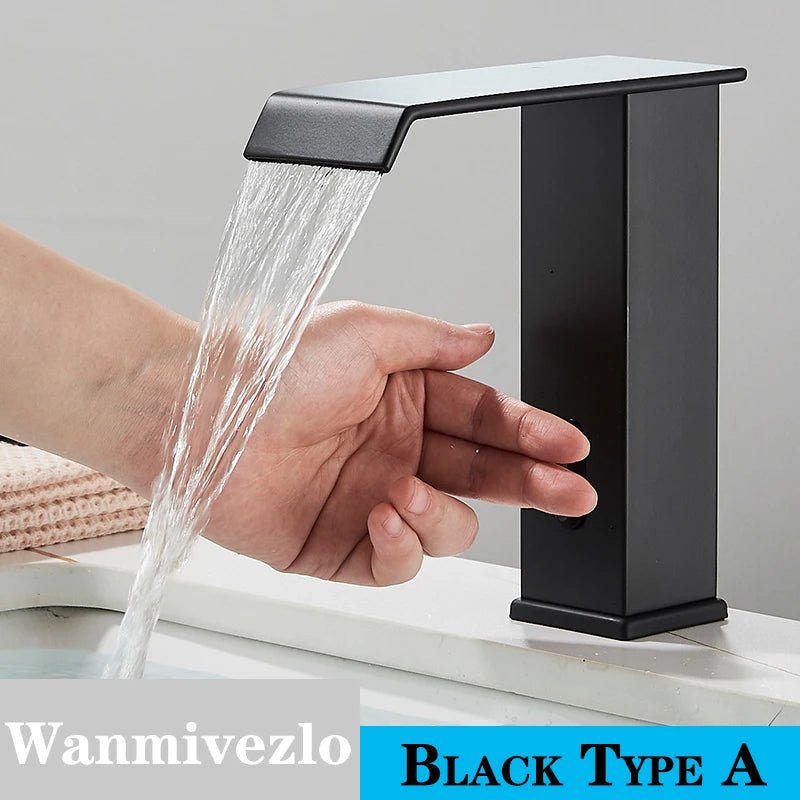 Smart Sensor Bathroom Basin Faucet Intelligent Black Automatic