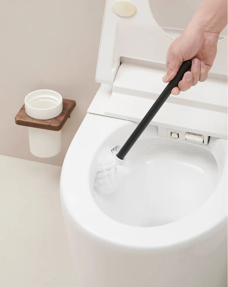 Walnut-Horse Bucket Brush Non-Dead Corner Toilet Shelf-Free