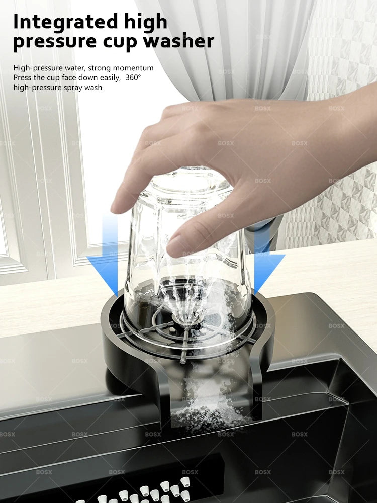Sink Stainless Steel Large Slot Waterfall Faucet Dishwashing