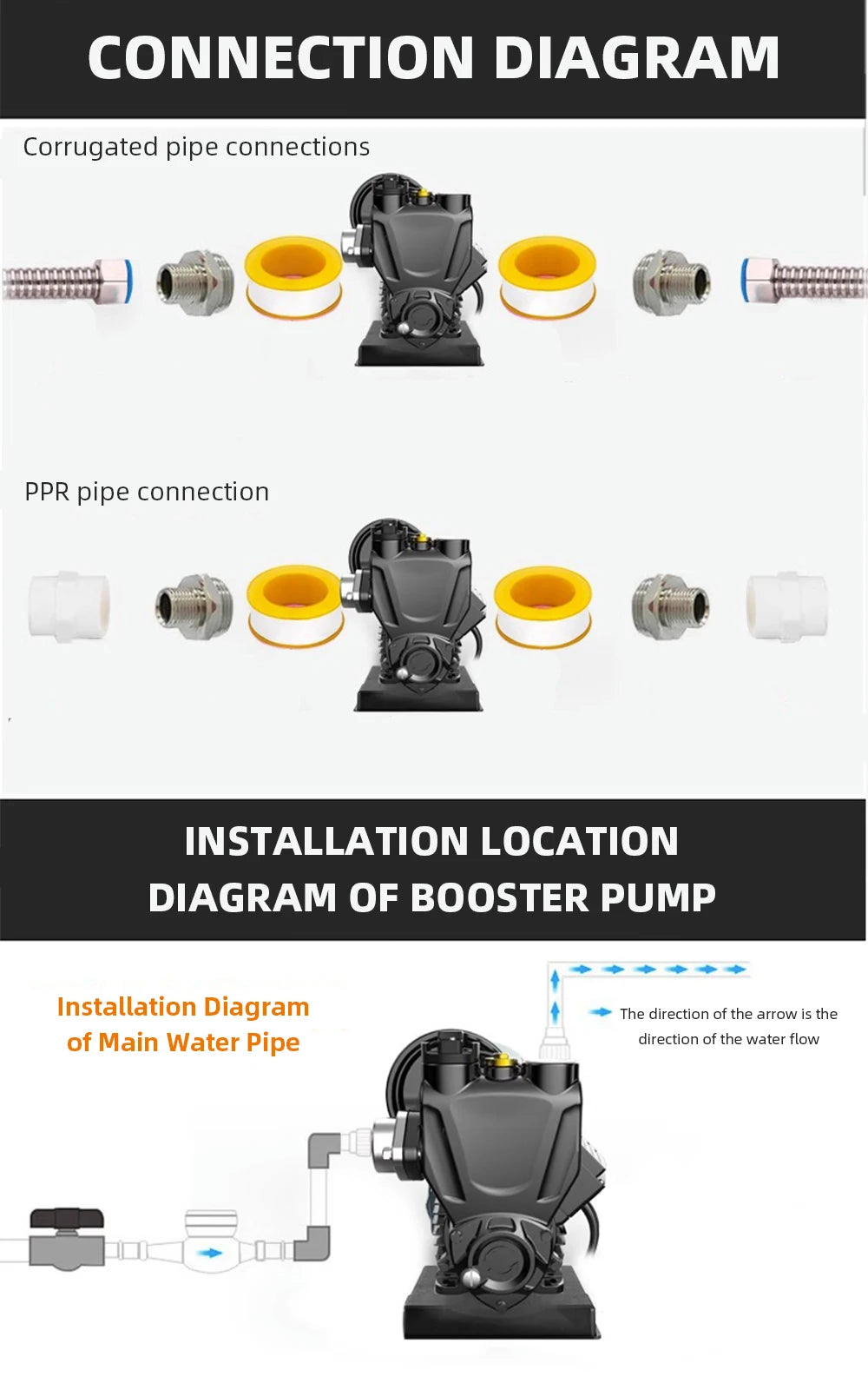 220v Digital Display Booster Pump Automatic Tap Water