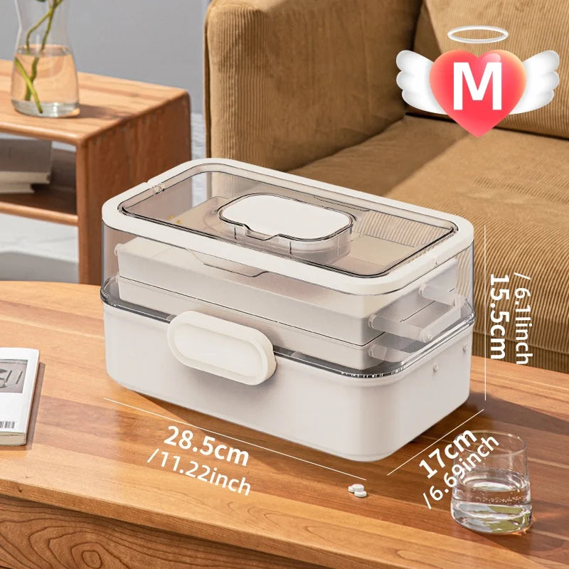 3-Tier Medicine Organizer - Medicine Cabinet Leather Handle