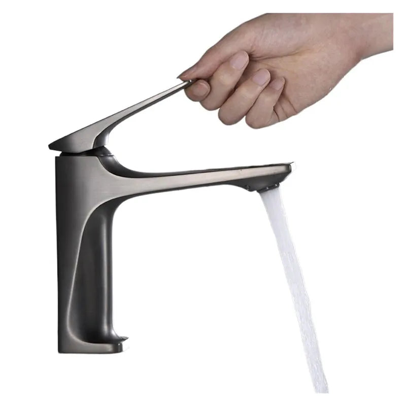 Brass Core Modern Bathroom Sink Faucet Handle Deck