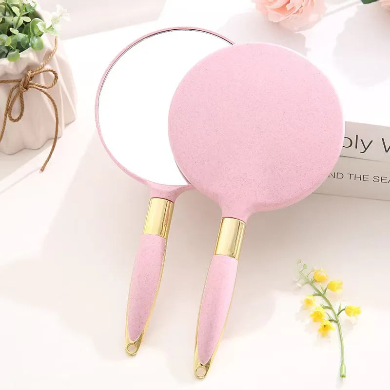 Lady Handheld Makeup Mirror Cosmetic Retro Mirror Spa