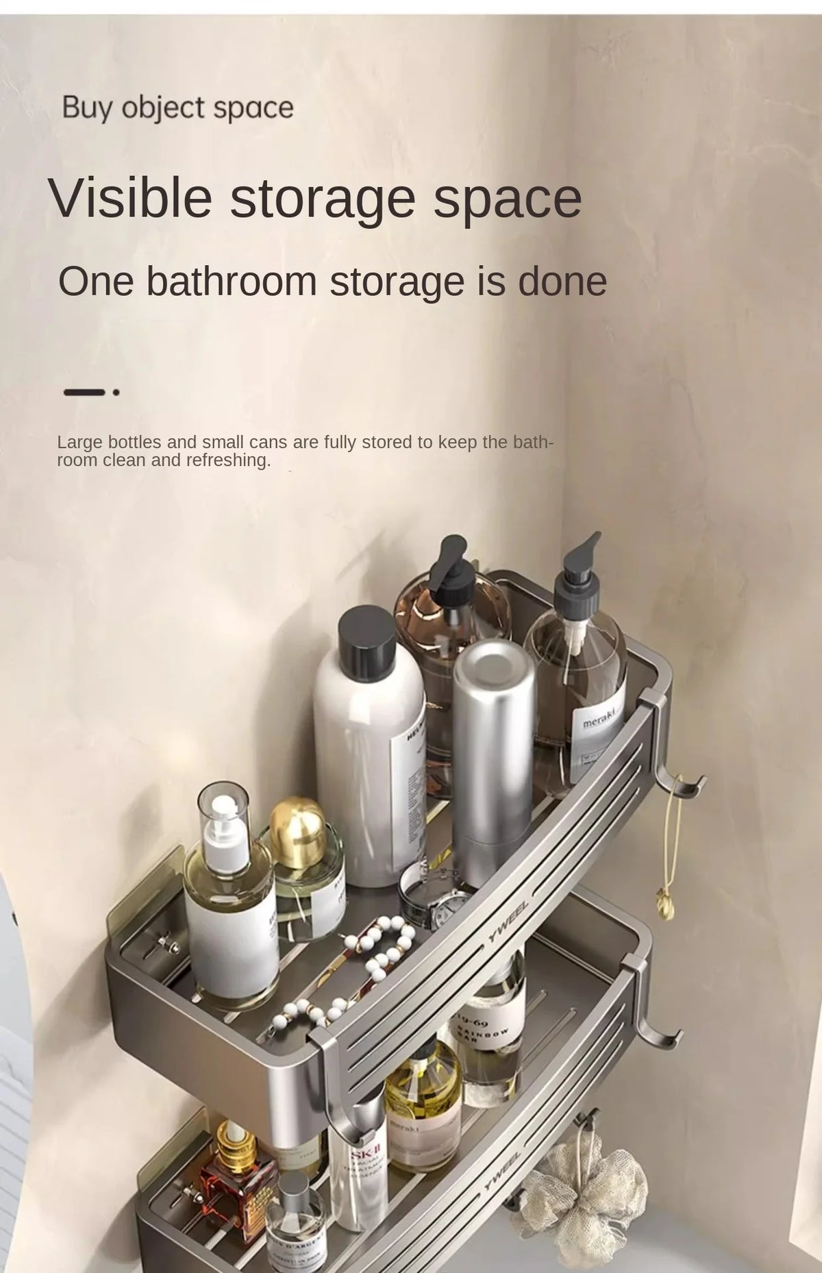 Aluminum Bathroom Shelves Wall Towel Rack Mounted Shower