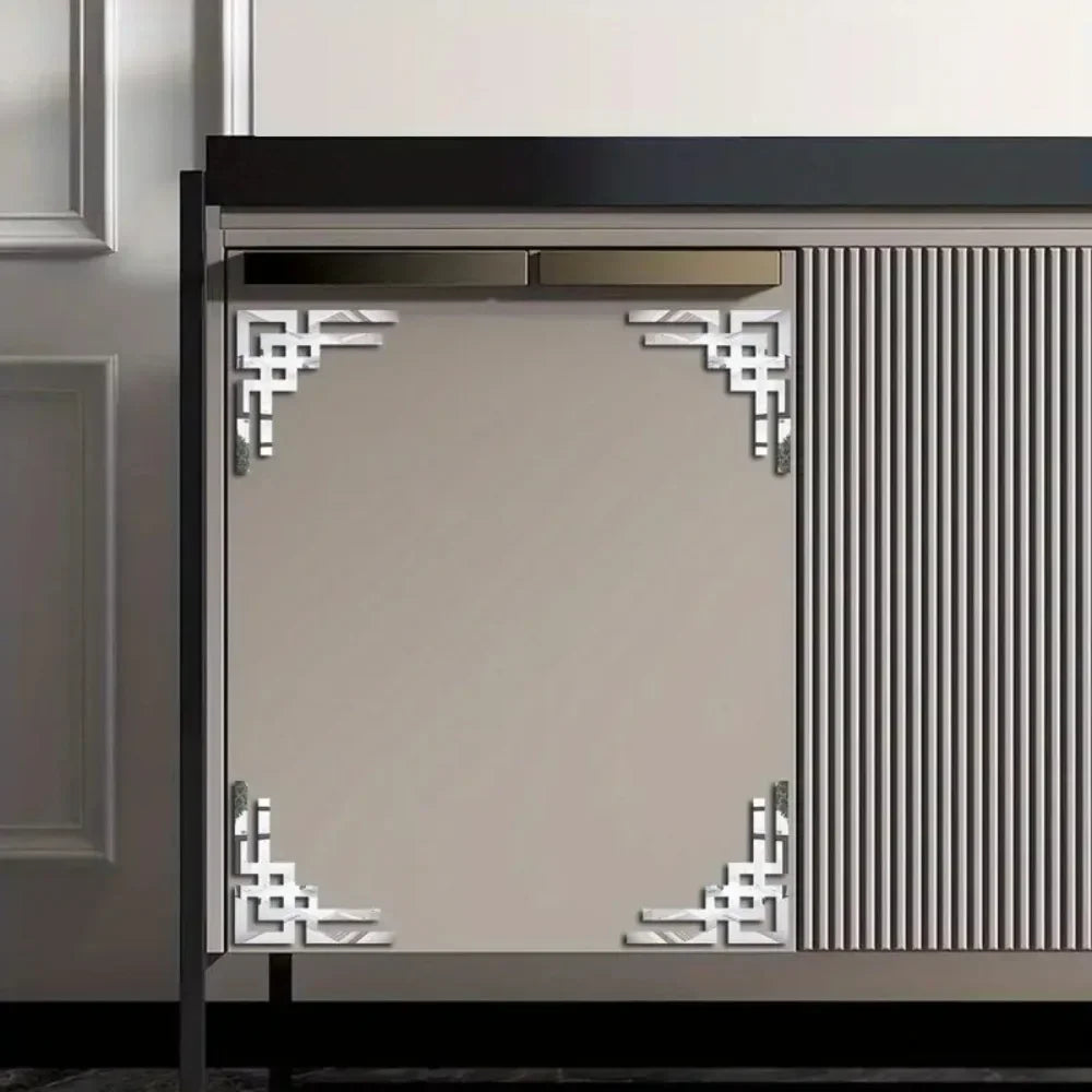 8/4pcs Acrylic Mirror Sticker Corner Onlay Hollow Stickers