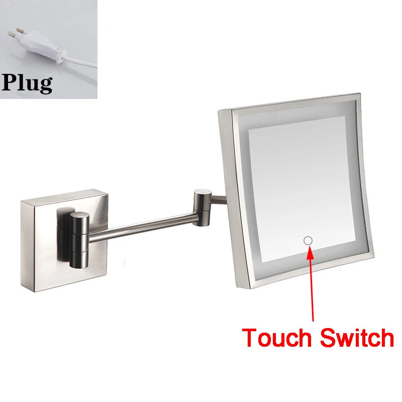 Square Touch Bathroom Mirror Wall Mounted Lighted Bathroom