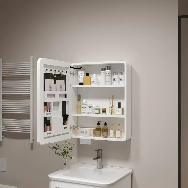 Smart Corner Round Space Aluminum Mirror Cabinet Wall
