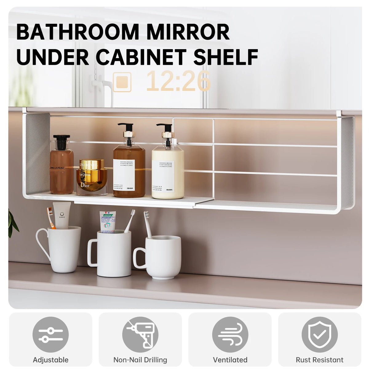 Mirror Cabinet Storage Box Layered Partitions Hanging Basket