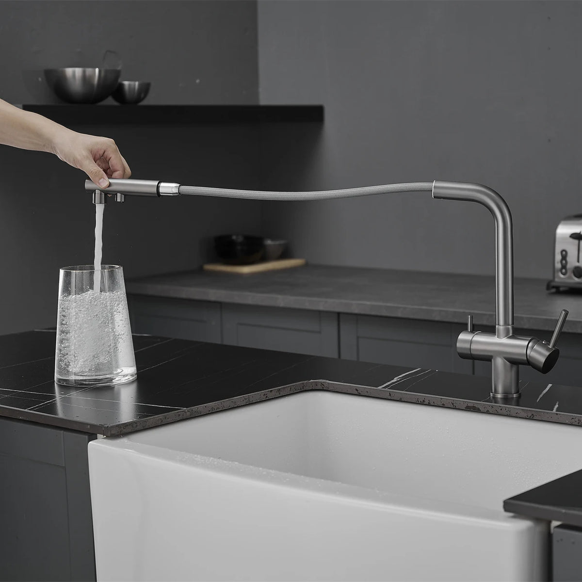 White Filter Pull Out Sink Mixer Faucets Quality