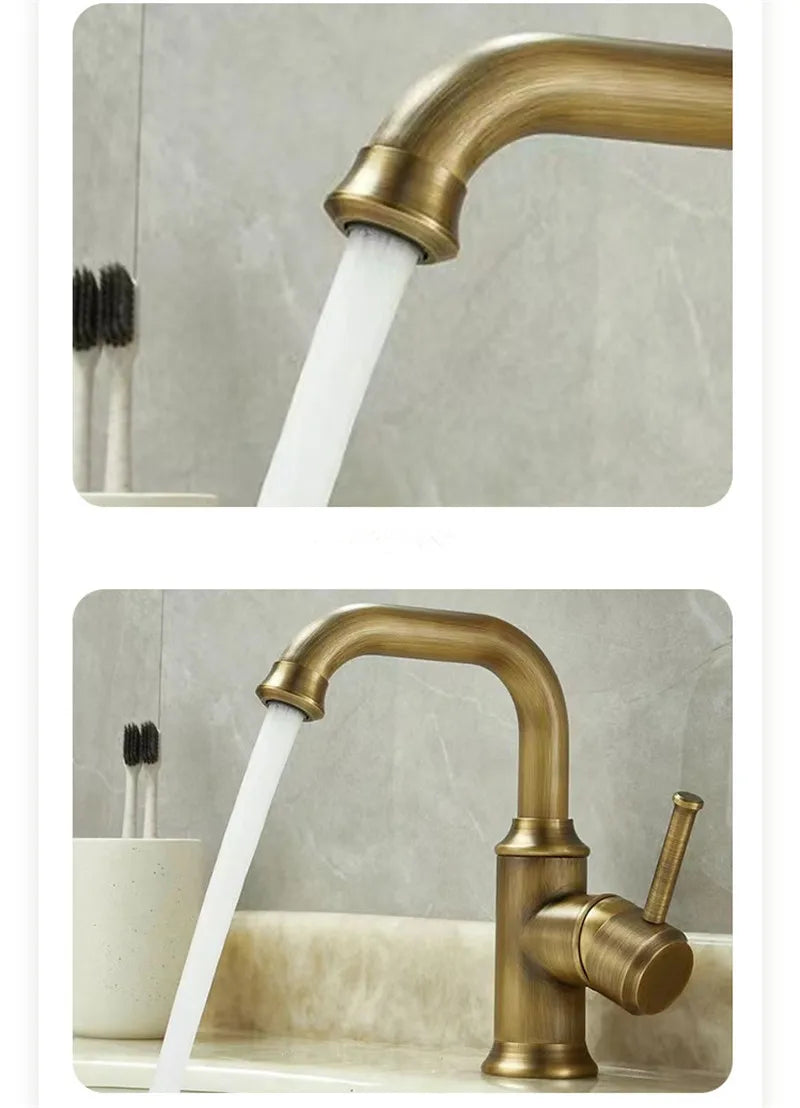 Antique Bronze Bathroom Faucet Brass Basin Faucets &
