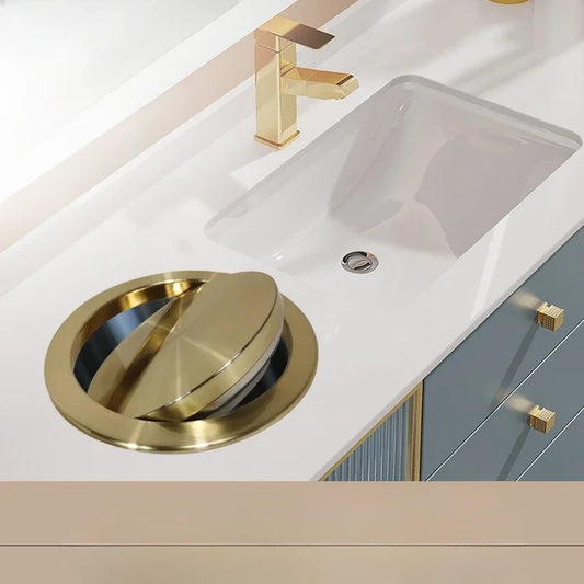Embedded Countertop Trash Can Lid Stainless Steel Circular