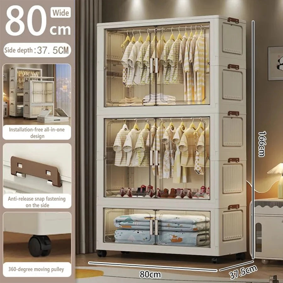 Multi-Functional Folding Storage Cabinet Doors White/Black/Gray