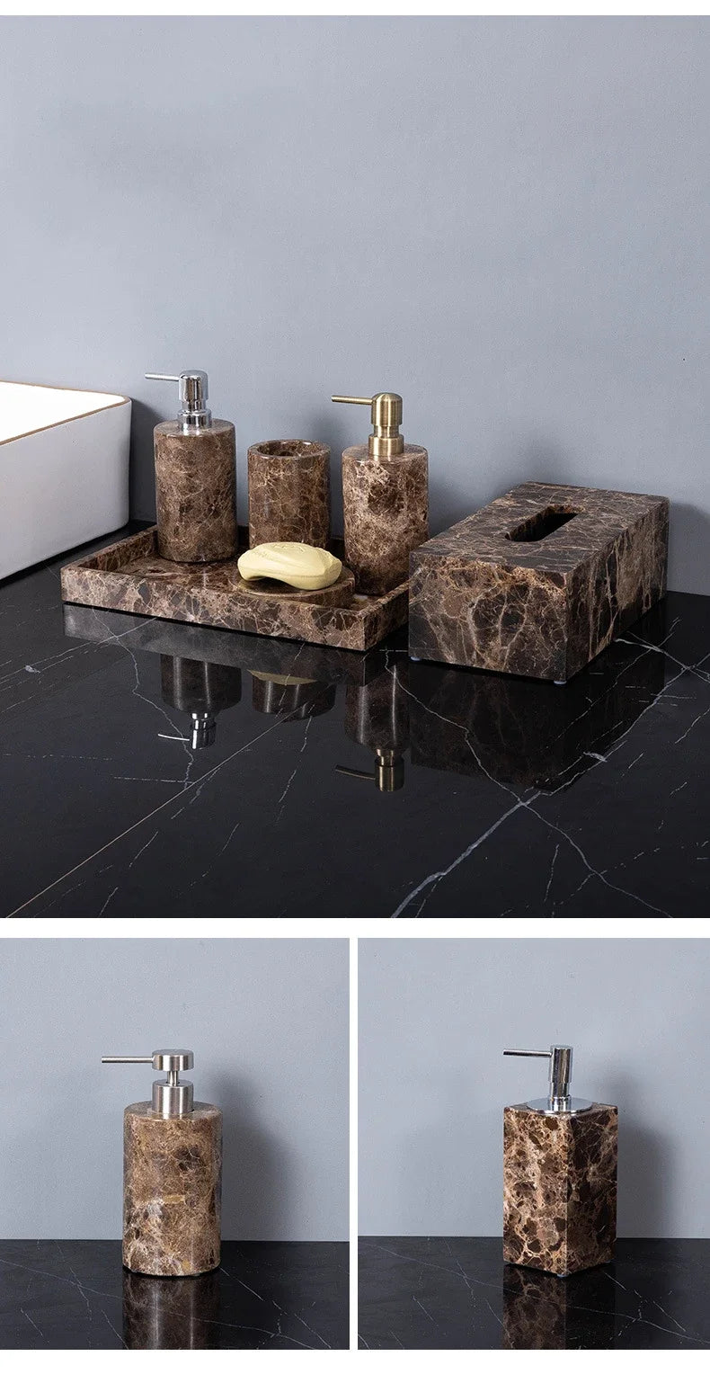 Dark Natural Marble Bathroom Brown Luxury Toothbrush Holder