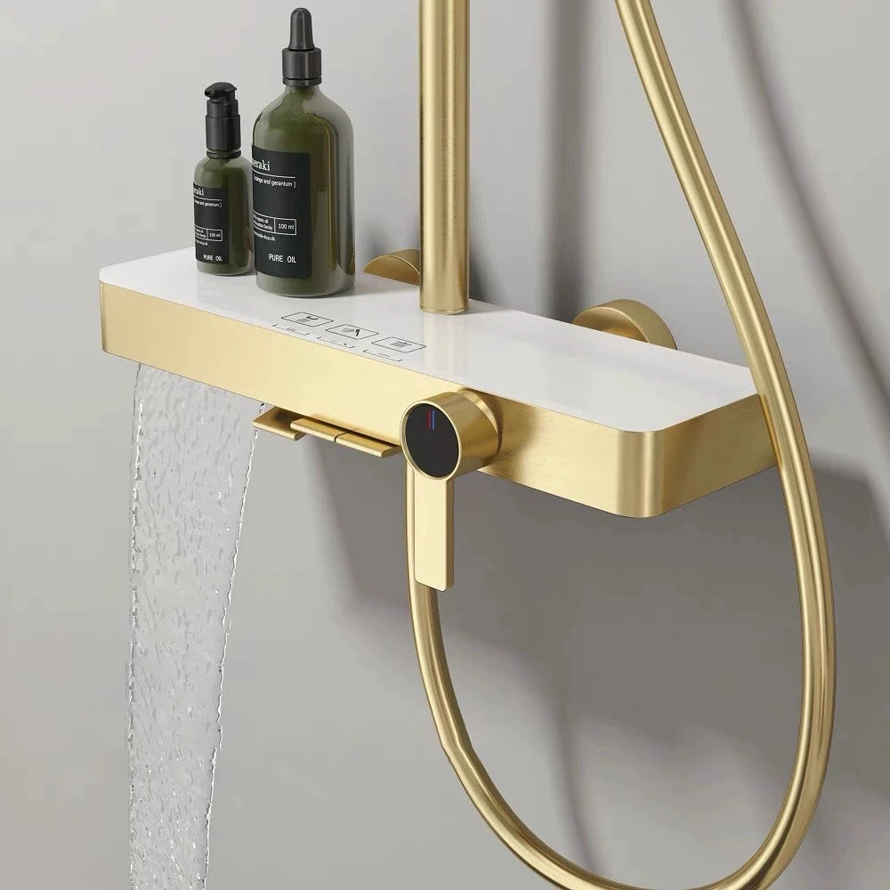 Cold Bathroom Shower System Sprinkler Brushed Rose Gold
