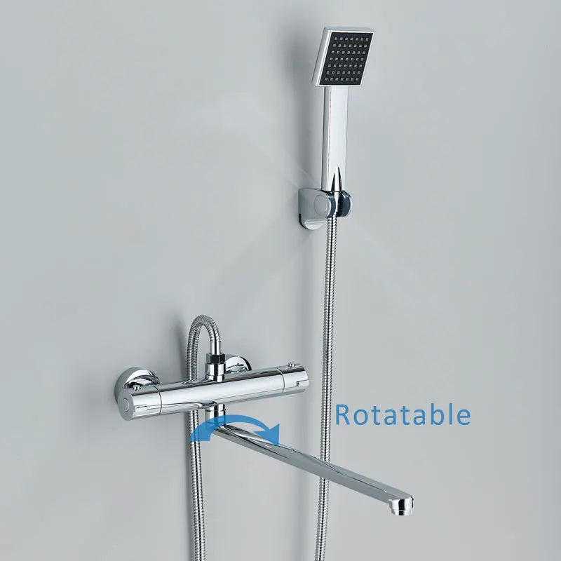 Thermostatic Bathroom Shower Faucet Chrome Mixer Valve Wall