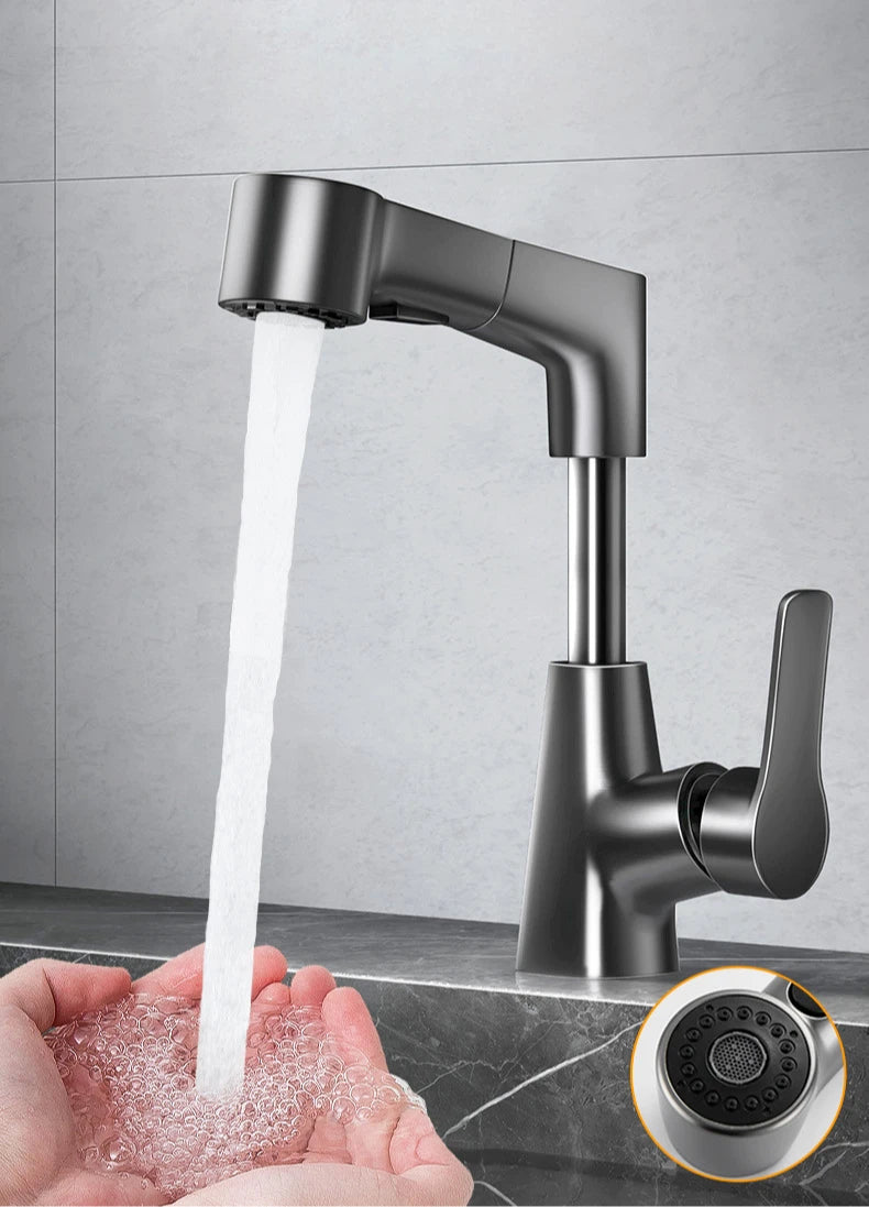Basin Faucet Bathroom Pull Out Lift Mixer Tap