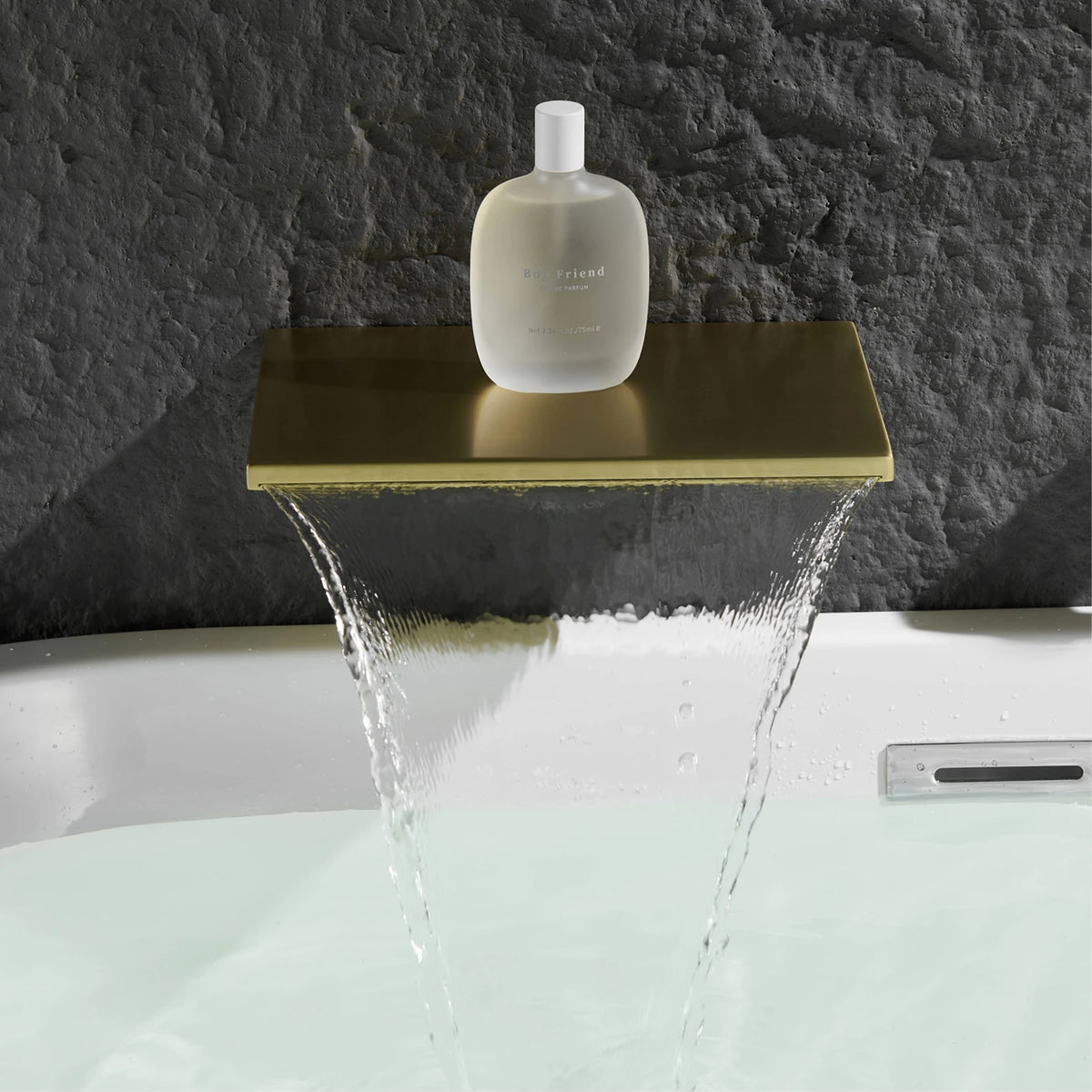 Minimalist Design Gun Grey Brass Wall-Mounted Concealed Bathtub