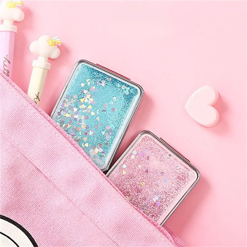 Quicksand Makeup Mirror Shiny Bling Magnifying Foldable Mirror