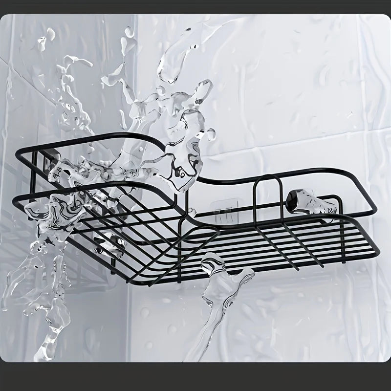 No-Drill Wall-Mounted Triangular Bathroom Shelf Corner Storage -