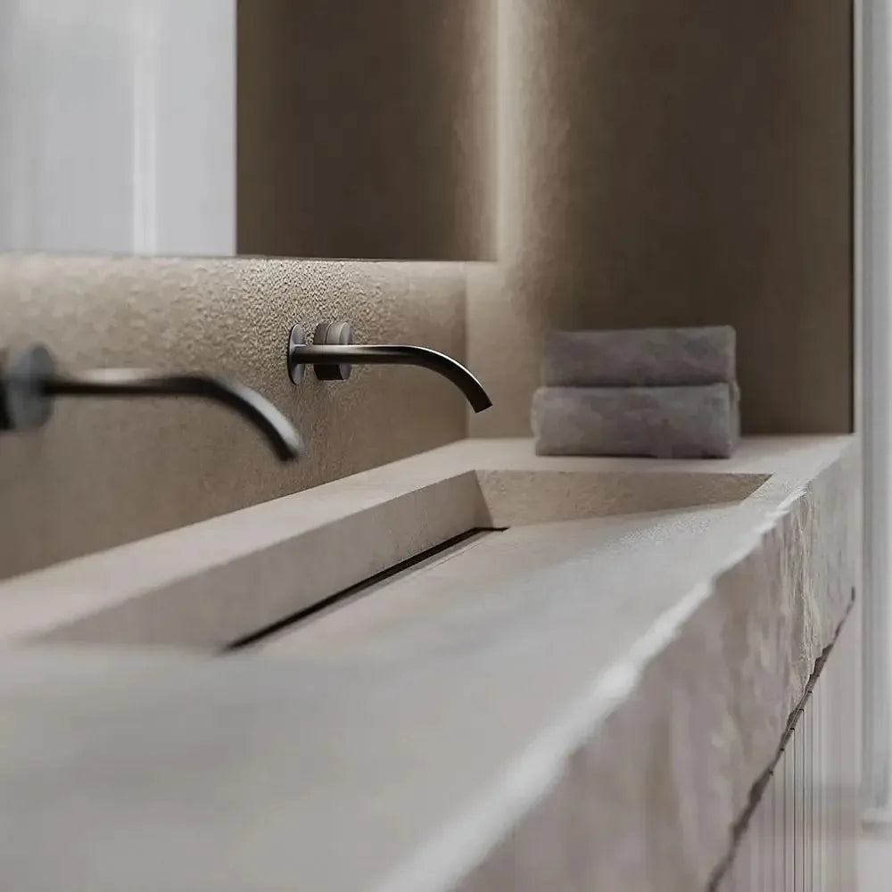 Any Size Custom Wall Mounted Washbasin Rough Travertine