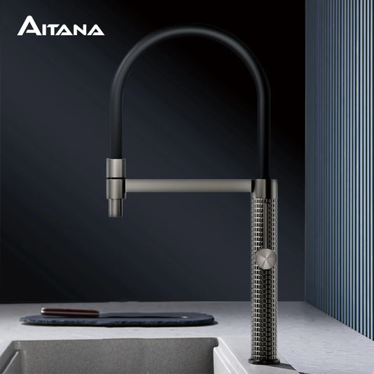 Aitana Gun Gray Luxury Brass Faucet Handle Cold