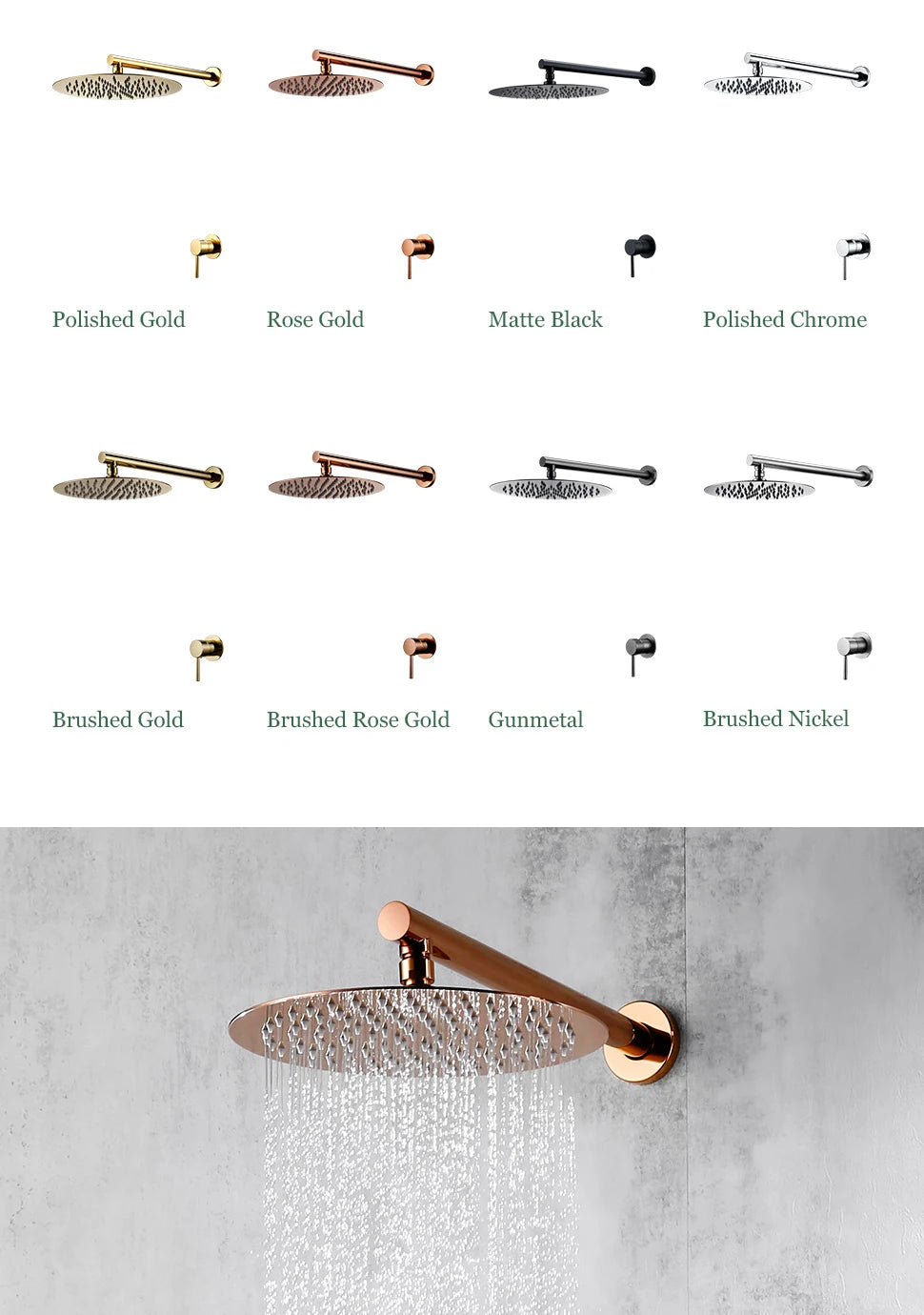 Bathroom Faucet Rose Gold Shower Wall Mounted 8/10/12