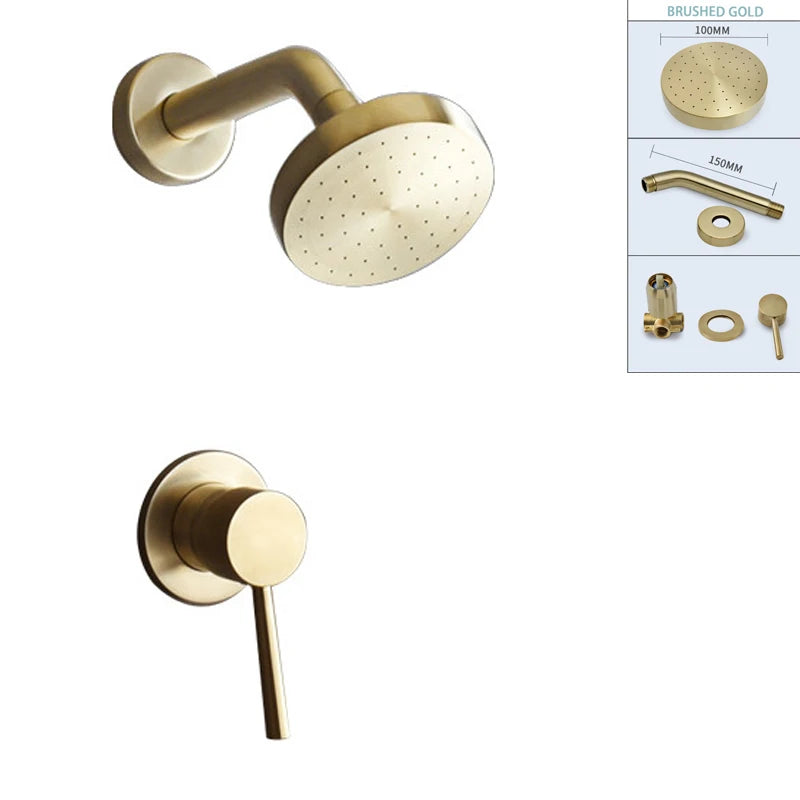 Shower Faucet System Stainless Steel Head Shower Wall