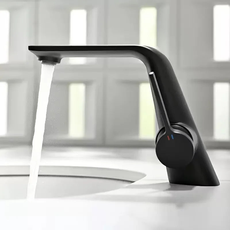 Brass Brushed Gold Gray Modern Bathroom Sink Faucet