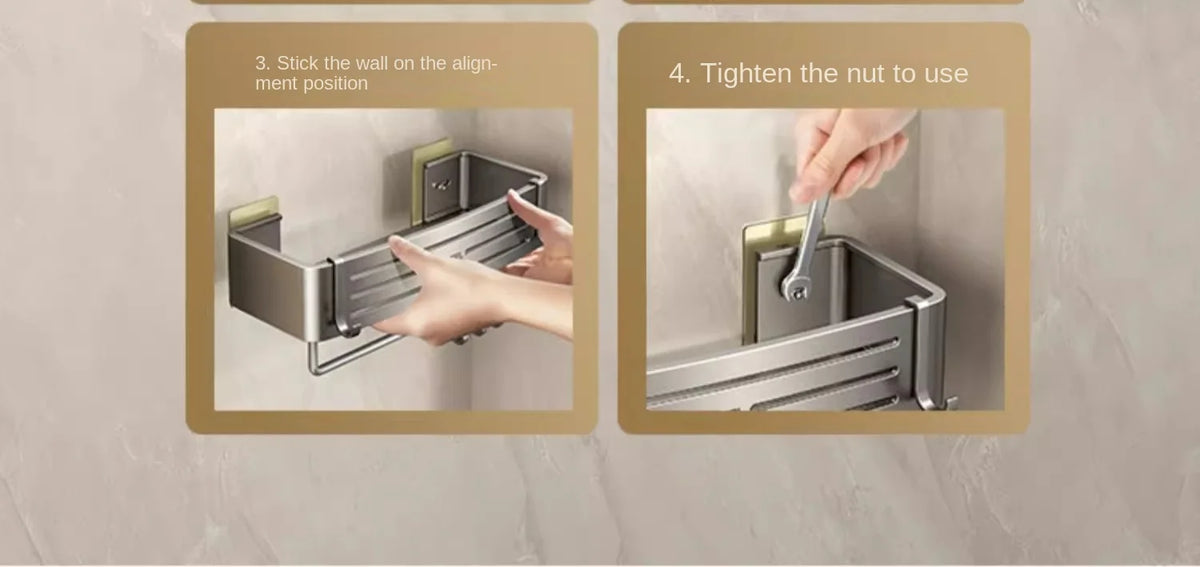 Aluminum Bathroom Shelves Wall Towel Rack Mounted Shower