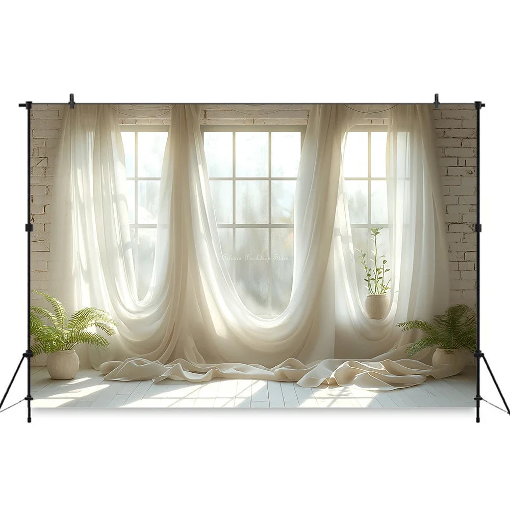 White Gauze Curtains Background Wedding Bride Shower Photography