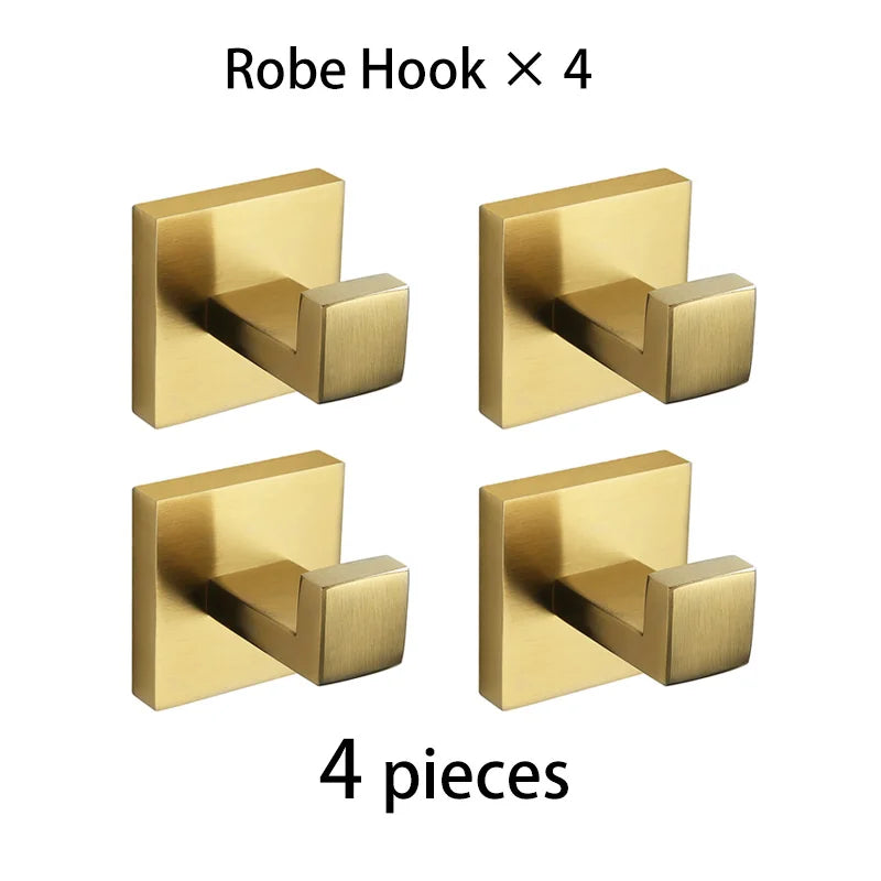 Gold Brushed Bathroom Hardware Towel Bar Rail Toilet