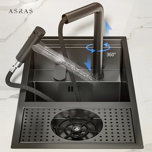 Asras Nano Black Small Size Sink Cup Washer
