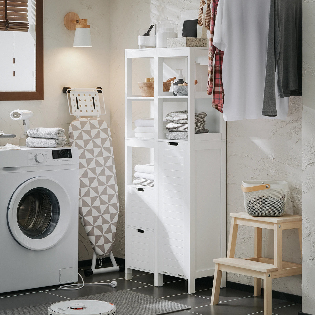 Sobuy Bzr123-W High Wardrobe Fold-Out Laundry Bag Bathroom
