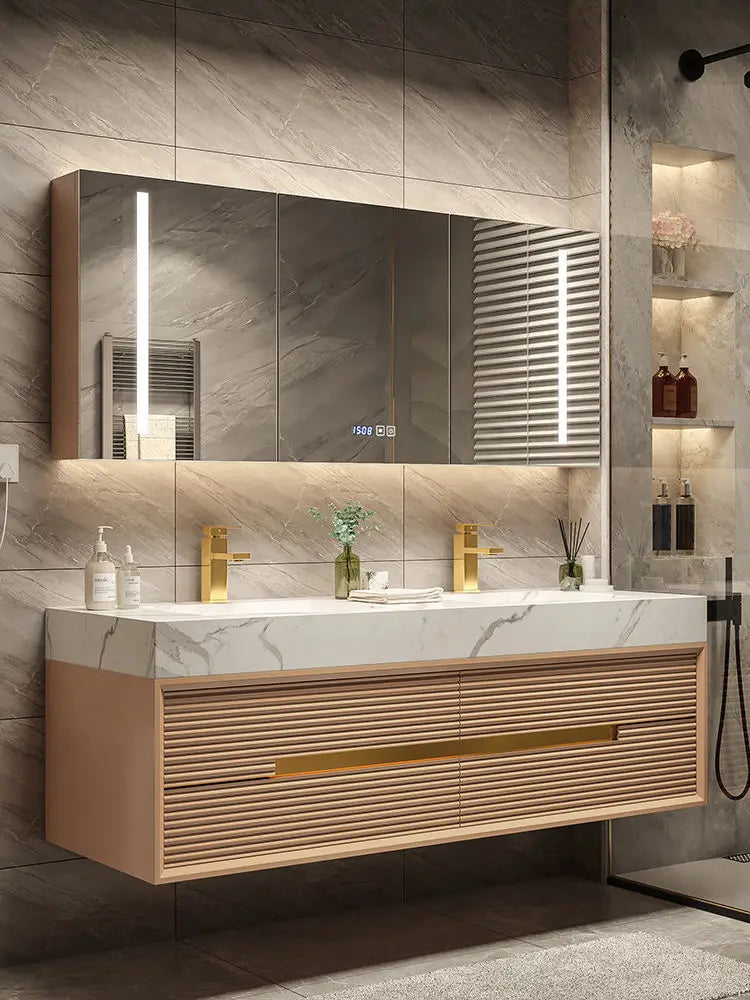 Light Luxury Bathroom Cabinet Rock Plate Washstand Modern