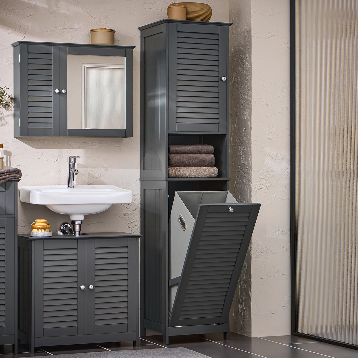 Sobuy Bzr124 High Wardrobe Fold-Out Laundry Bag Bathroom
