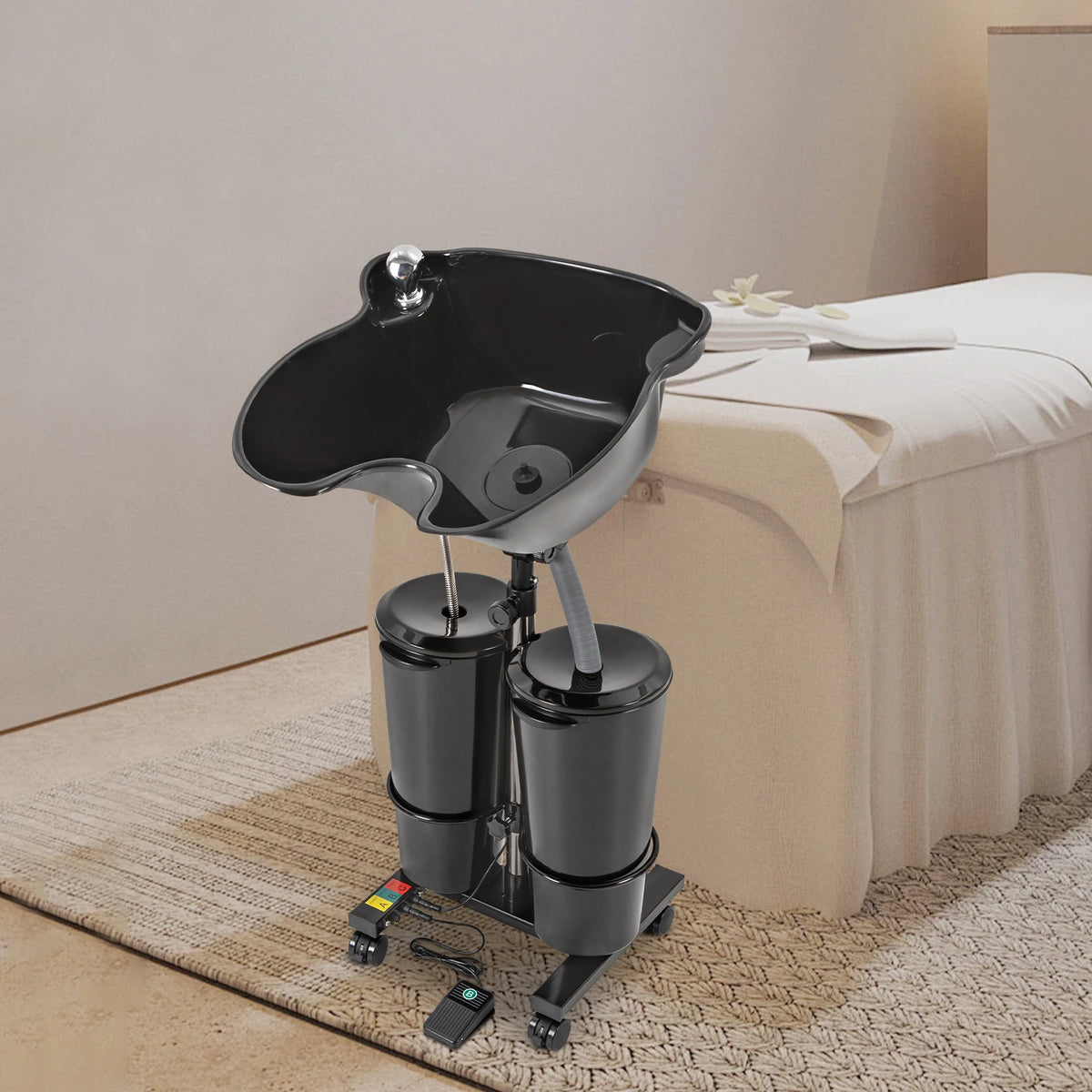 Shampoo Basin 2-Buckets Mobile Hair Wash Basin Height
