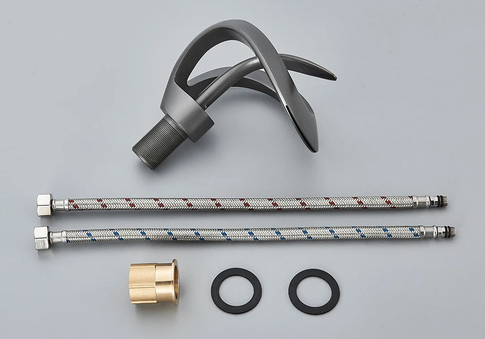 Rozin Luxury Black Basin Faucet Grey Bathroom Waterfall