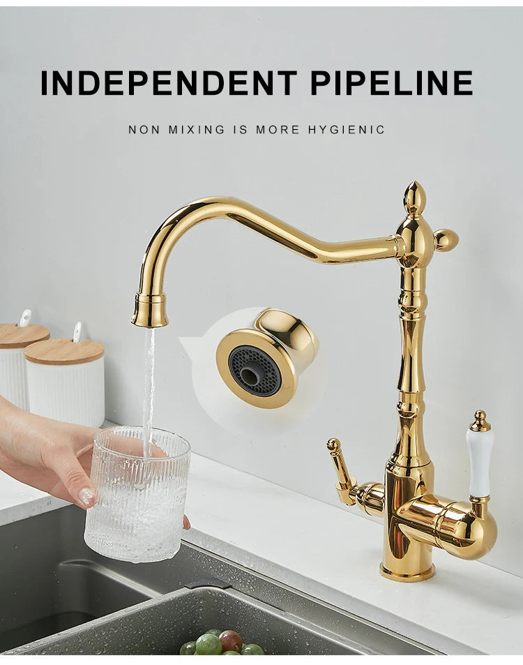 Antique Brass Faucets 360 Rotate Swivel Faucet Cold