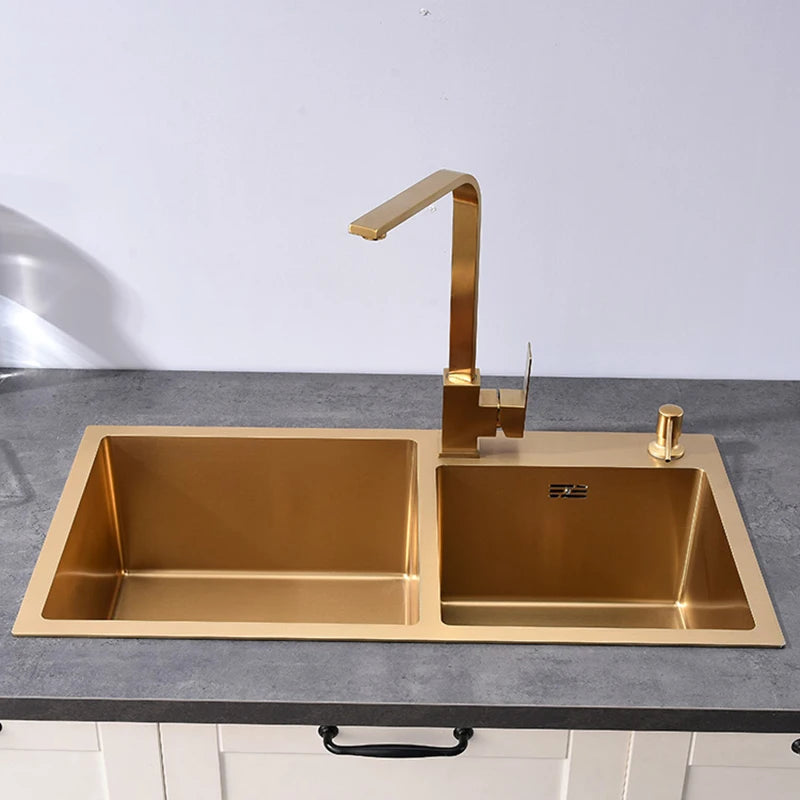 Gold Sink Above Counter Double Bowl Goldn Basket