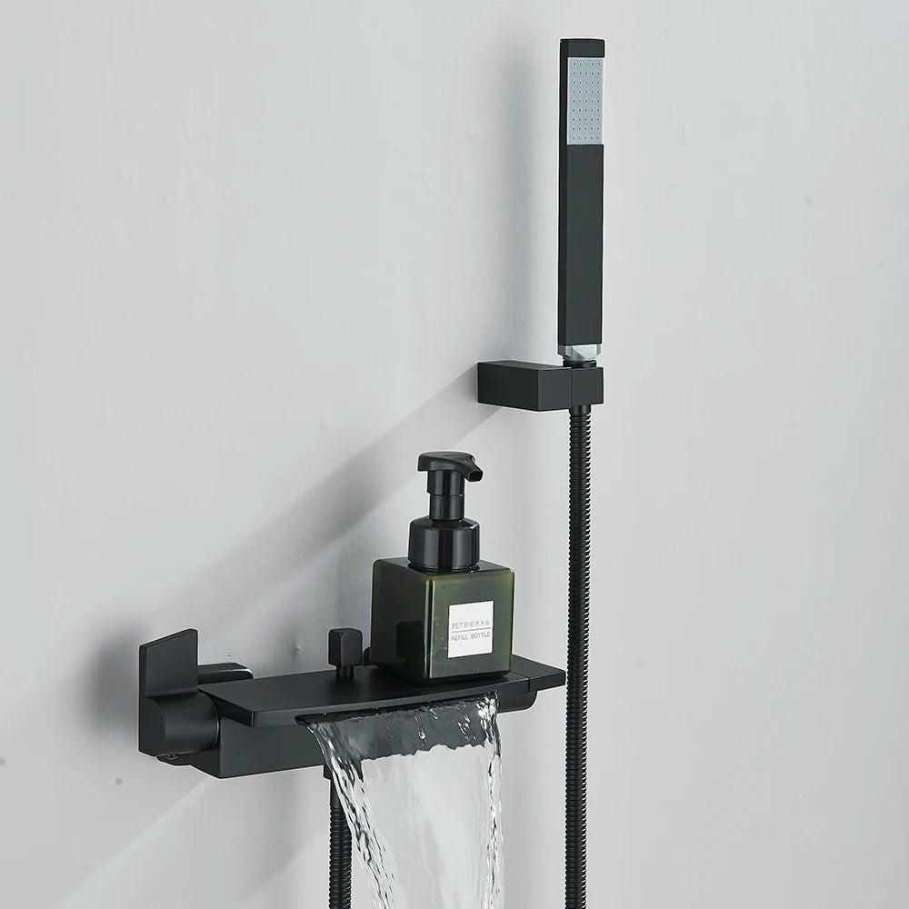 Golden Shower Faucet Waterfall Bath Shower Mixer Tap